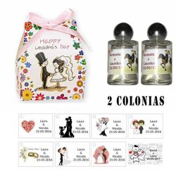 Colonias personalizadas en caja con lazo