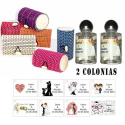 Colonias para invitados en caja mimbre