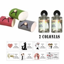 Colonias detalles boda en caja de madera