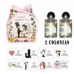 Colonias personalizadas en caja con un lazo