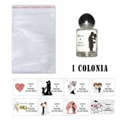 Colonia para detalles de boda en celofán