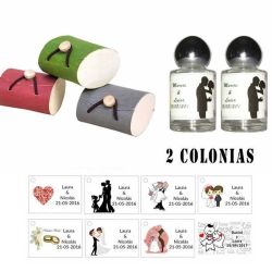 Colonias detalles boda con la caja de madera