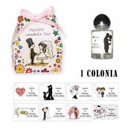 Colonia personalizada con caja y lazo