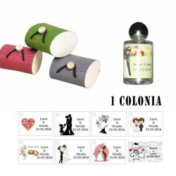 Colonia regalos de invitados con una caja