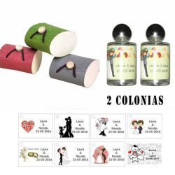Colonias regalos boda con la caja de madera