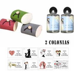 Colonias detalles boda con caja de madera