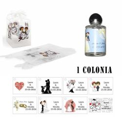 Colonia para detalles de boda con caja de acetato