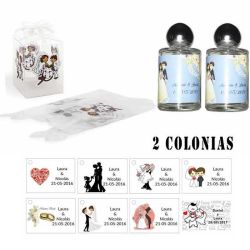 Colonias detalles de boda en caja de acetato