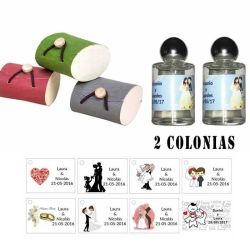 Colonias detalles de boda con caja de madera