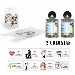 Colonias detalles boda en una caja de acetato