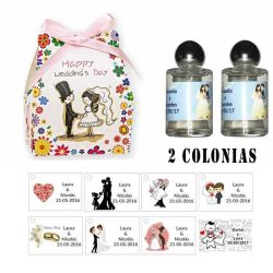 Colonias detalles de boda con caja y lazo