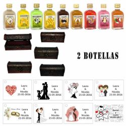 Detalle de boda 2 licores con baúl