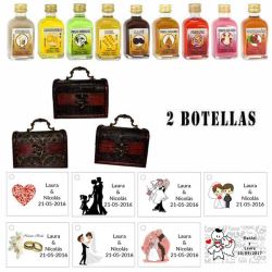 Detalle para boda 2 licores con baúl