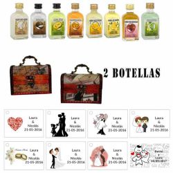 Regalo boda 1 licor con baúl