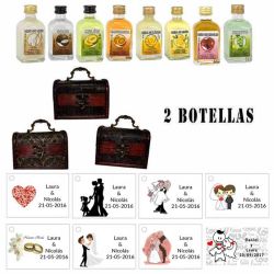 Regalo para boda 2 licores con baúl
