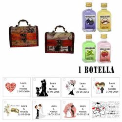 Regalo boda para invitados 1 licor con baúl