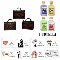 Regalo para boda para invitados 1 licor con baúl