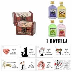 Regalo para invitados de boda 2 licores con baúl