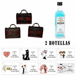 Regalo para boda para invitados 1 miniatura vodka premium con baúl