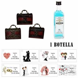 Regalo para boda para invitados 2 miniaturas vodka premiumes con baúl