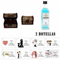 Regalo para una boda para invitados 2 miniaturas vodka premiumes con baúl
