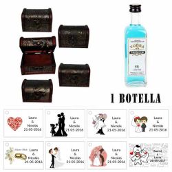 Regalo para invitados de boda 1 miniatura vodka premium con baúl