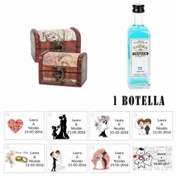 Regalo para invitados boda 1 miniatura vodka premium con baúl