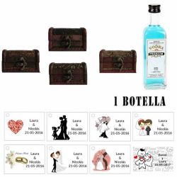 Regalo invitados para boda 1 miniatura vodka premium con baúl