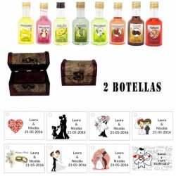 Regalo original para una boda para invitados 2 licores con baúl