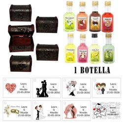 Regalo original para invitados de boda 1 licor con baúl