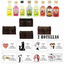 Regalo original invitados para boda 2 licores con baúl