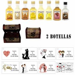 Regalos original para una boda para invitados 2 licores con baúl