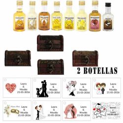 Regalos original invitados para boda 2 licores con baúl