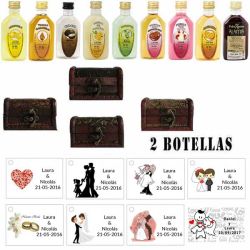 Regalos baratos invitados para boda 2 licores con baúl