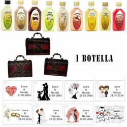 Regalos para boda baratos para invitados 1 licor en un baúl