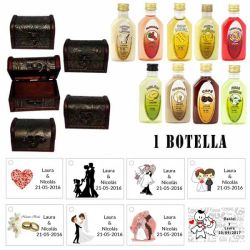 Regalos baratos para invitados de boda 1 licor en un baúl