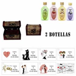 Regalos baratos para una boda para invitados 2 Gin en un baúl