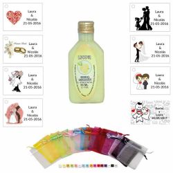 Licor de crema de limón 50ml con bolsa de organza y tarjeta