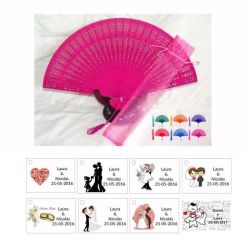 Abanico surtidos con bolsa de organdil y tarjeta