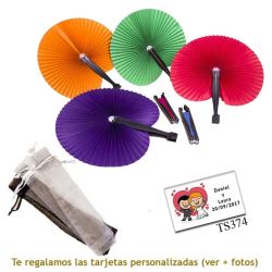 Abanico Pai Pai de colores lisos surtidos y con bolsa de organza
