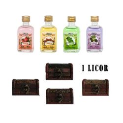 Detalle de boda licor GIN en baúl