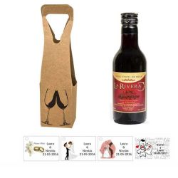 Vino para bodas con tarjeta personalizada y caja