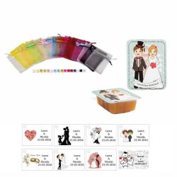 dulce membrillo 125gr boda con bolsa organza y tarjeta