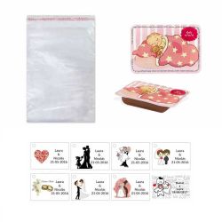 dulce membrillo 50gr detalles bebé con bolsa celofán y tarjeta