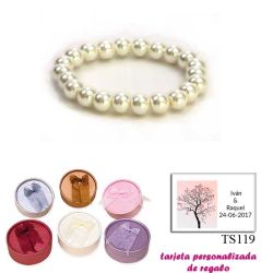 Pulsera de perlas blancas, sencilla y elegante