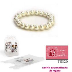 Pulsera de perlas blancas, sencilla y elegante