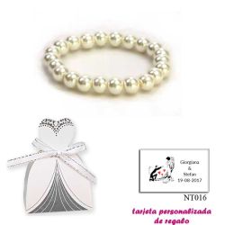Pulsera de perlas blancas, sencilla y elegante