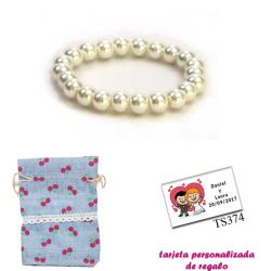 Pulsera de perlas blancas, sencilla y elegante