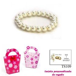 Pulsera de perlas blancas, sencilla y elegante