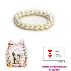 Pulsera de perlas blancas, sencilla y elegante